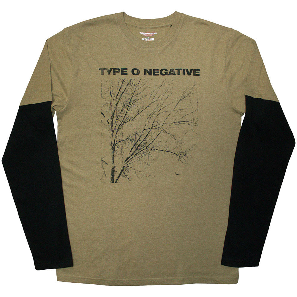 Type O Negative Layered Long Sleeve T-Shirt: Tree – Black & Green (Back Print) | Apparel